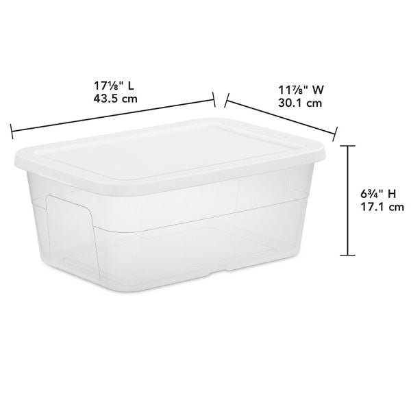16qt Clear Storage Box with Lid White