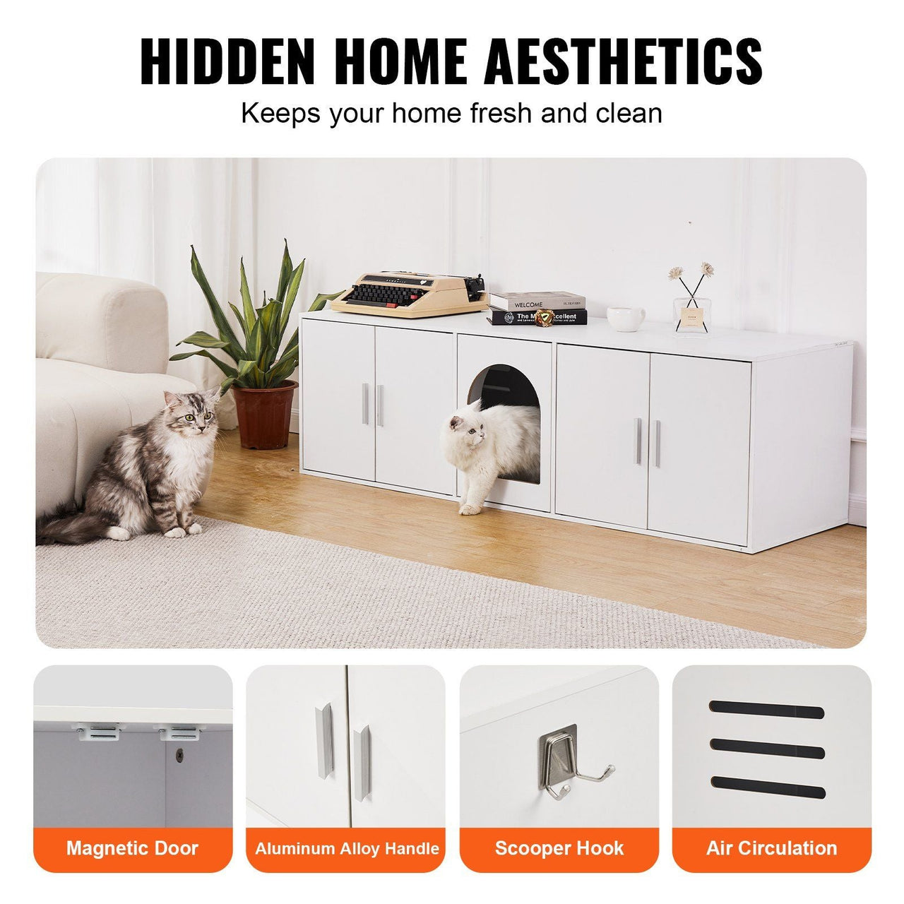 Cat Litter Box Enclosure Wooden Litter Box Furniture Hidden 57.9