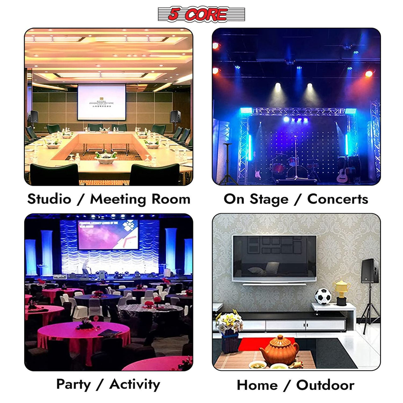 5 Core Speaker Stand Height Adjustable PA DJ Tripod Studio Monitor Stands w 35mm Compatible Insert - SS ECO 1PK BLK WoB