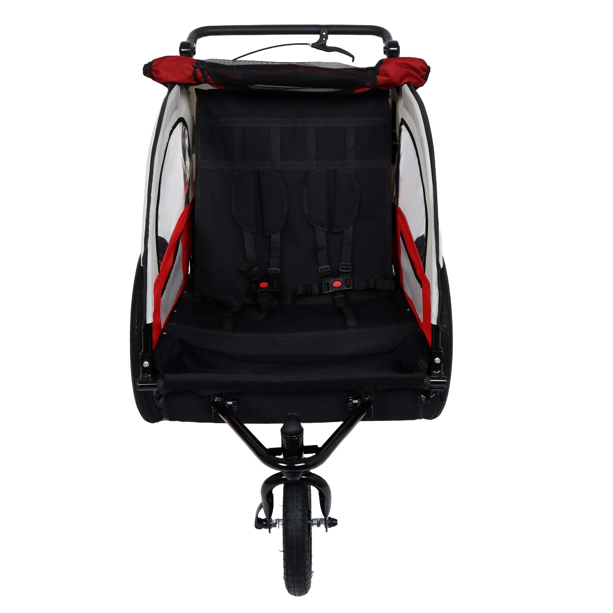 2-in-1 Double 2 Seat with 5-point safety harnesses Bicycle Bike Trailer Jogger Stroller for Kids Children Foldable Collapsible w/Pivot Front Wheel, Storage Bag