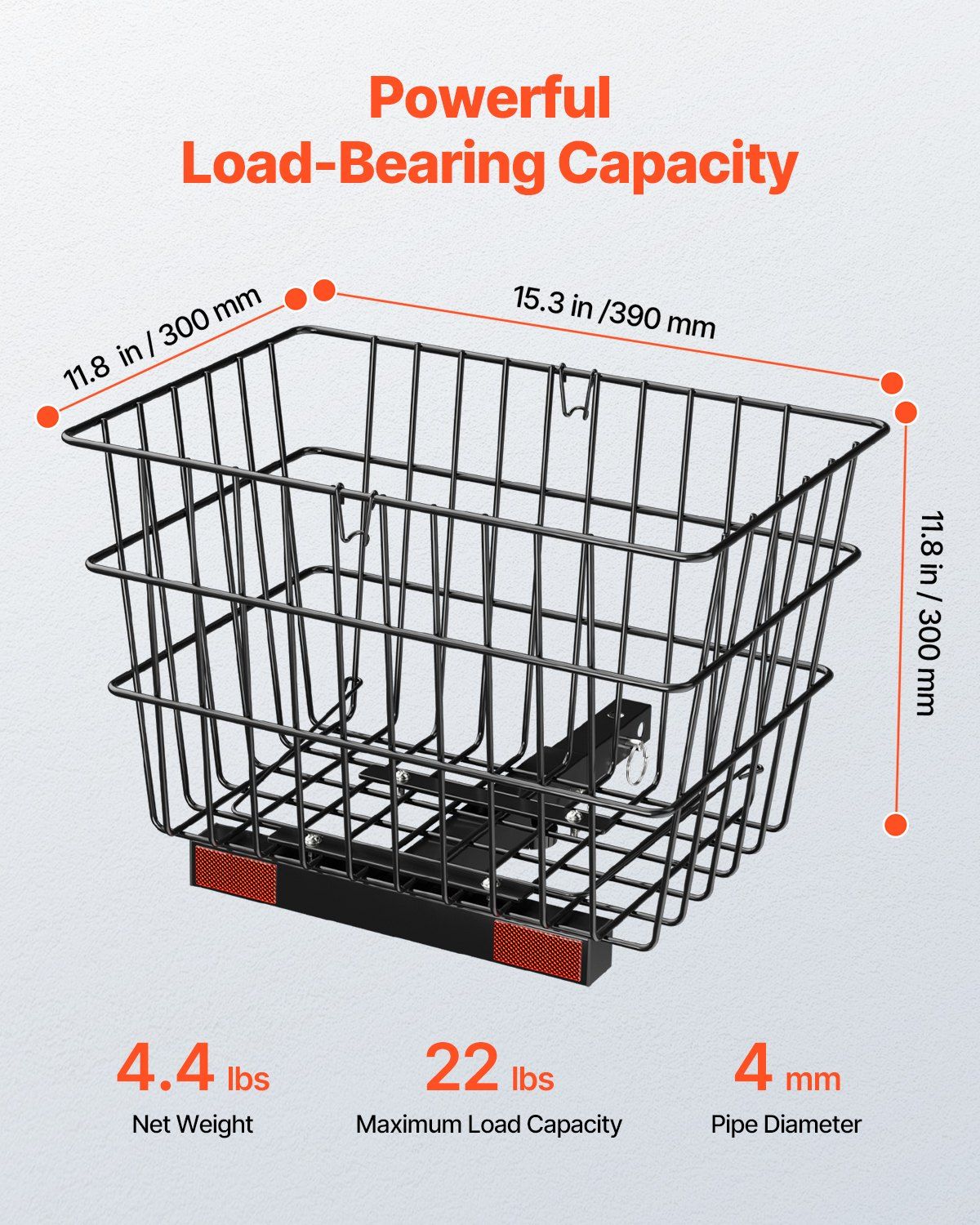 Scooter Rear Basket, Heavy Duty Metal Wire Basket with Handle, Spacious Cargo Basket, Works with 1-inch Receiver, Compatible with Most Golden, Drive & Pride Mobility Scooter