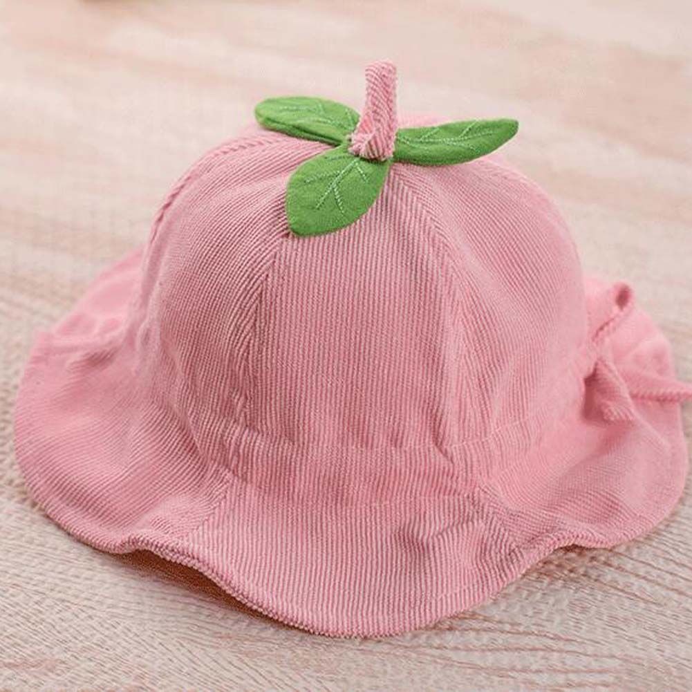 Pink Baby Fall Winter Hat Boys Girls Bucket Hat Corduroy Cute Leaf Sun Hat,3-18 Months