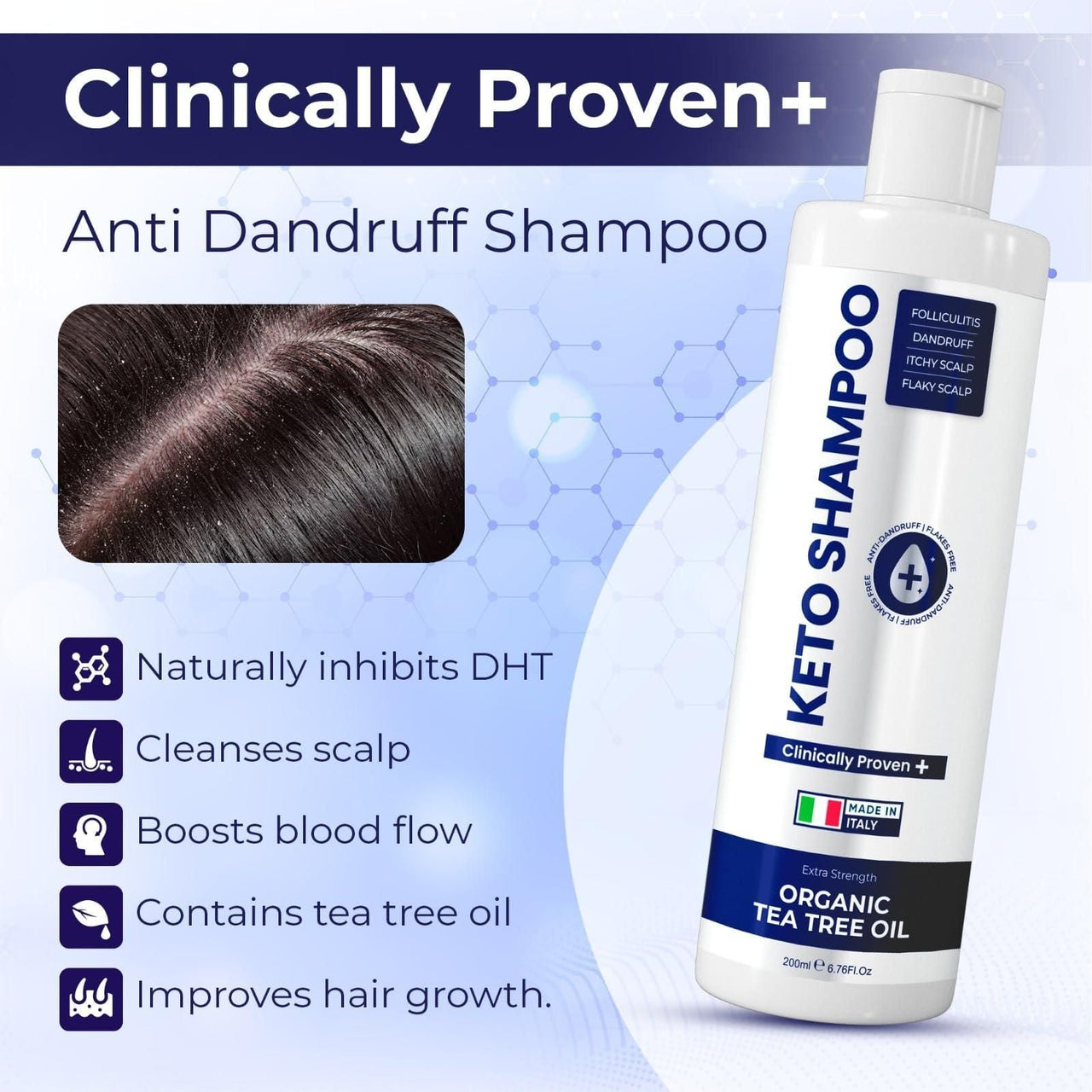 Anti Dandruff Shampoo Sulfate Free Shampoo Medicated Anti Fungal Shampoo For Itchy Flaky Dry Scalp Hair Growth Folliculitis Treatment Seborrheic Dermatitis Shampoo with Tea Tree Oil