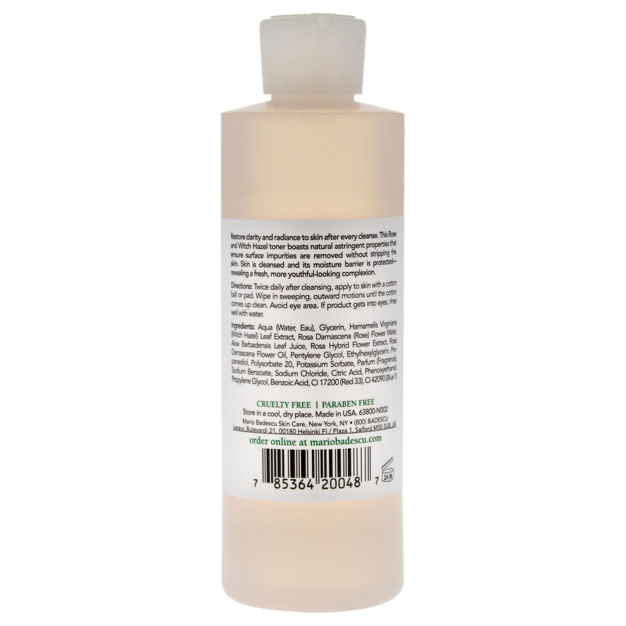 Witch Hazel and Rosewater Toner by Mario Badescu for Women - 8 oz Toner