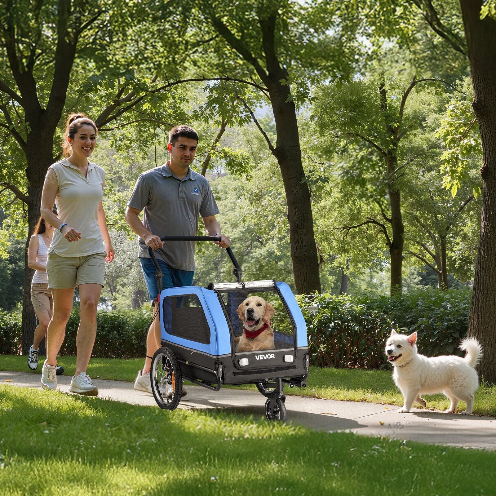 Dog Bike Trailer, Supports up to 88 lbs, 2-in-1 Pet Stroller Cart Bicycle Carrier for Small & Large Dogs, Easy Folding Frame with Quick Release Wheel, Universal Bicycle Coupler, Internal Leash