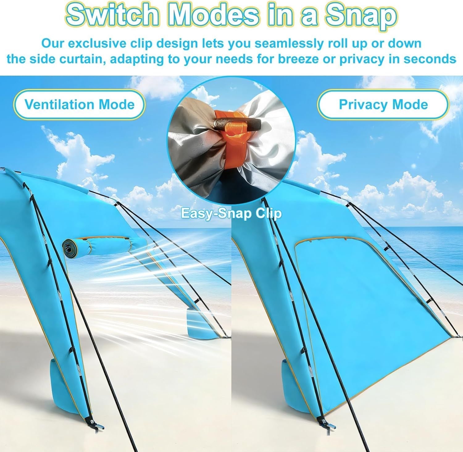 Let's go to the Beach - Portable Beach Tent Sun Shelter UPF 50+, Perfect 10x10 FT Pop-Up Canopy for Outdoor Fun