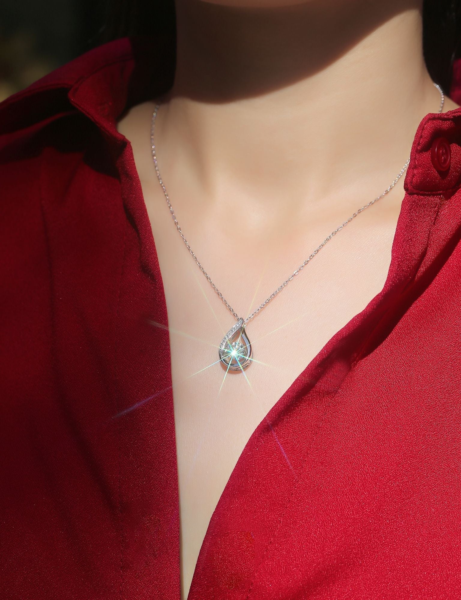 Dynamic - Fashionable and trendy jewelry set with 1-carat Moissan diamond S925 sterling silver, affordable diamond necklace pendant