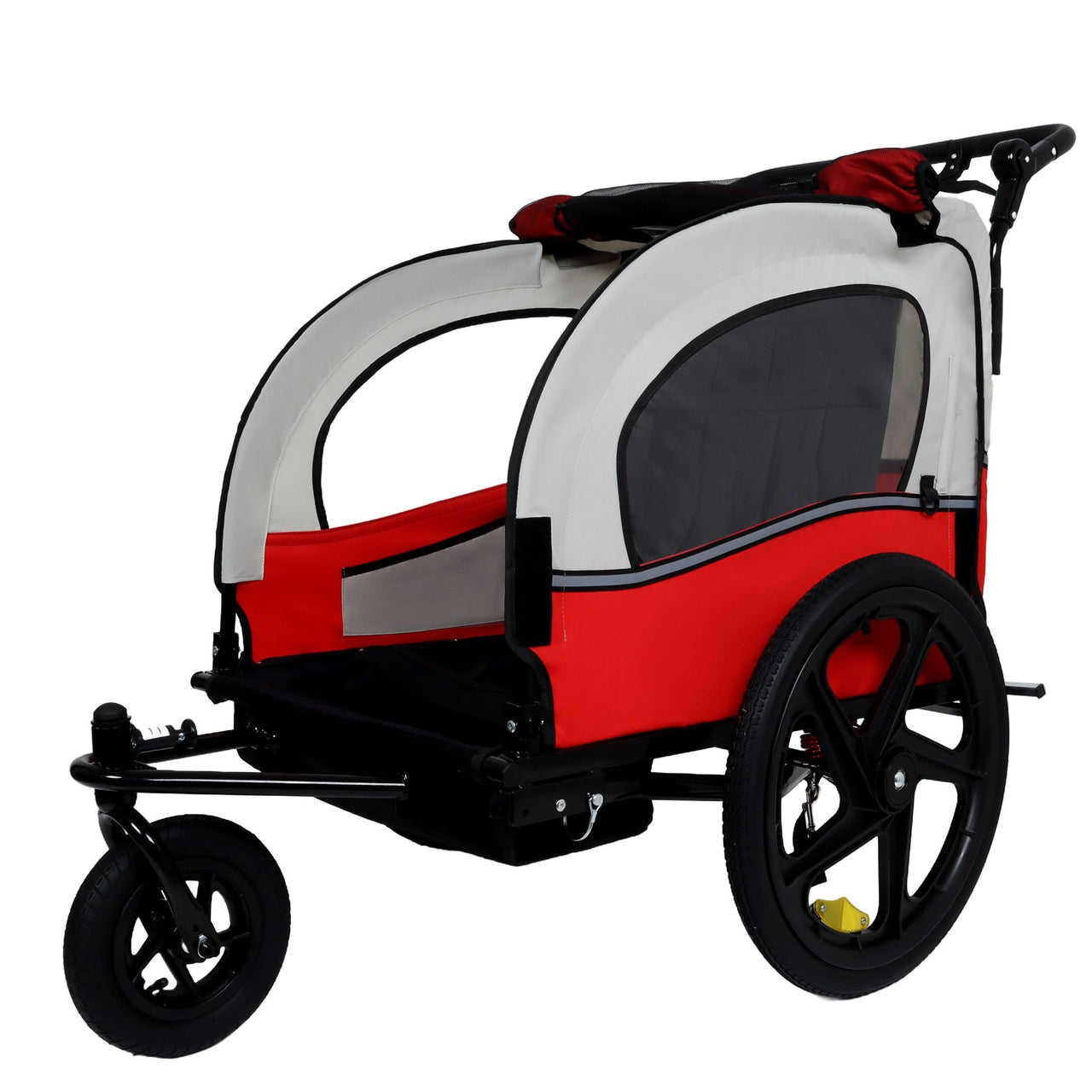 2-in-1 Double 2 Seat with 5-point safety harnesses Bicycle Bike Trailer Jogger Stroller for Kids Children Foldable Collapsible w/Pivot Front Wheel, Storage Bag
