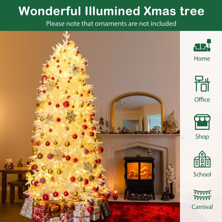 7 FT Artificial Xmas Tree with 1880 PE PVC Branch Tips for Party and Carnival