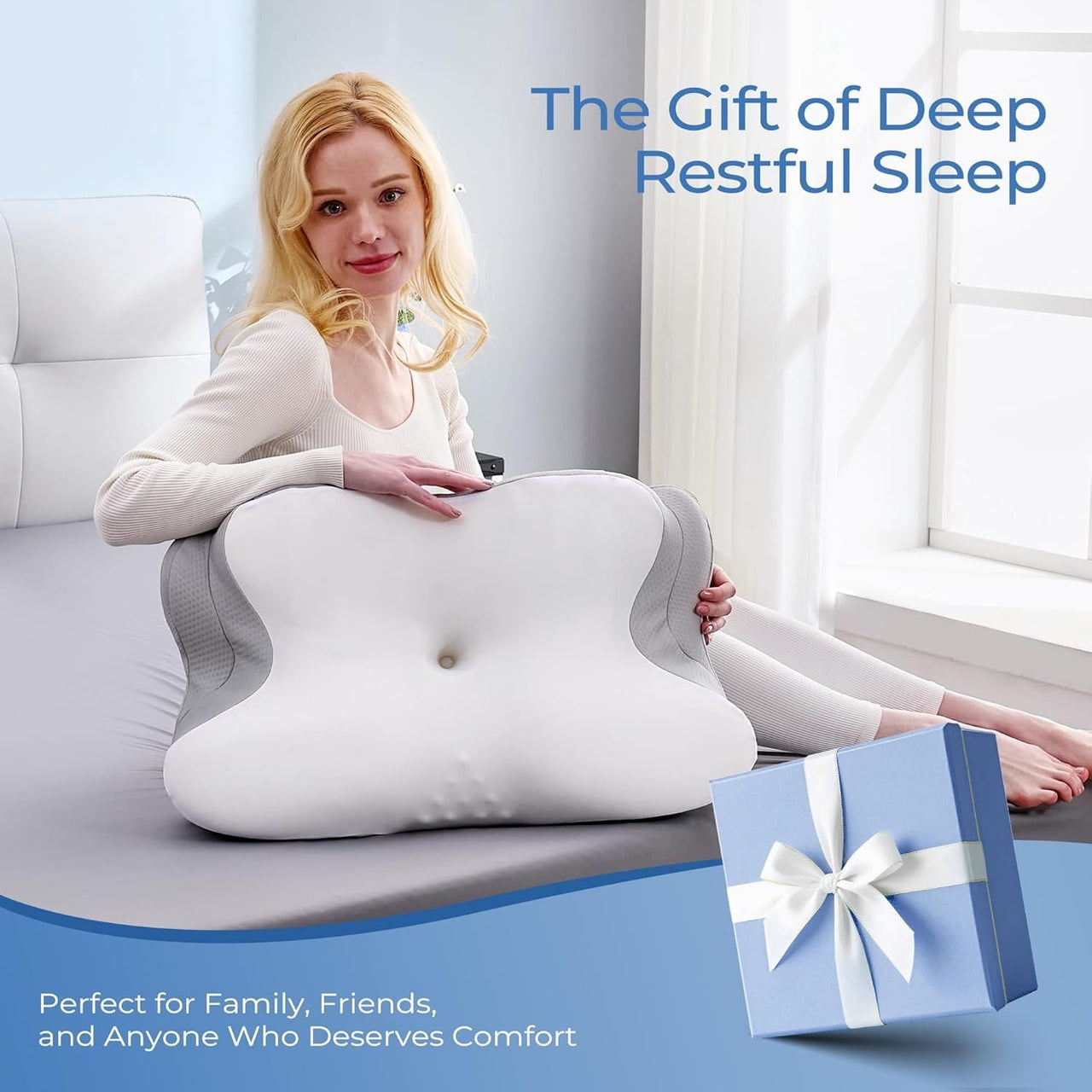 Ergonomic Cervical Neck Pillow for Sleeping – Memory Foam Pillow with Massage Nodes for Neck Pain Relief, Side Sleeper & Back Support