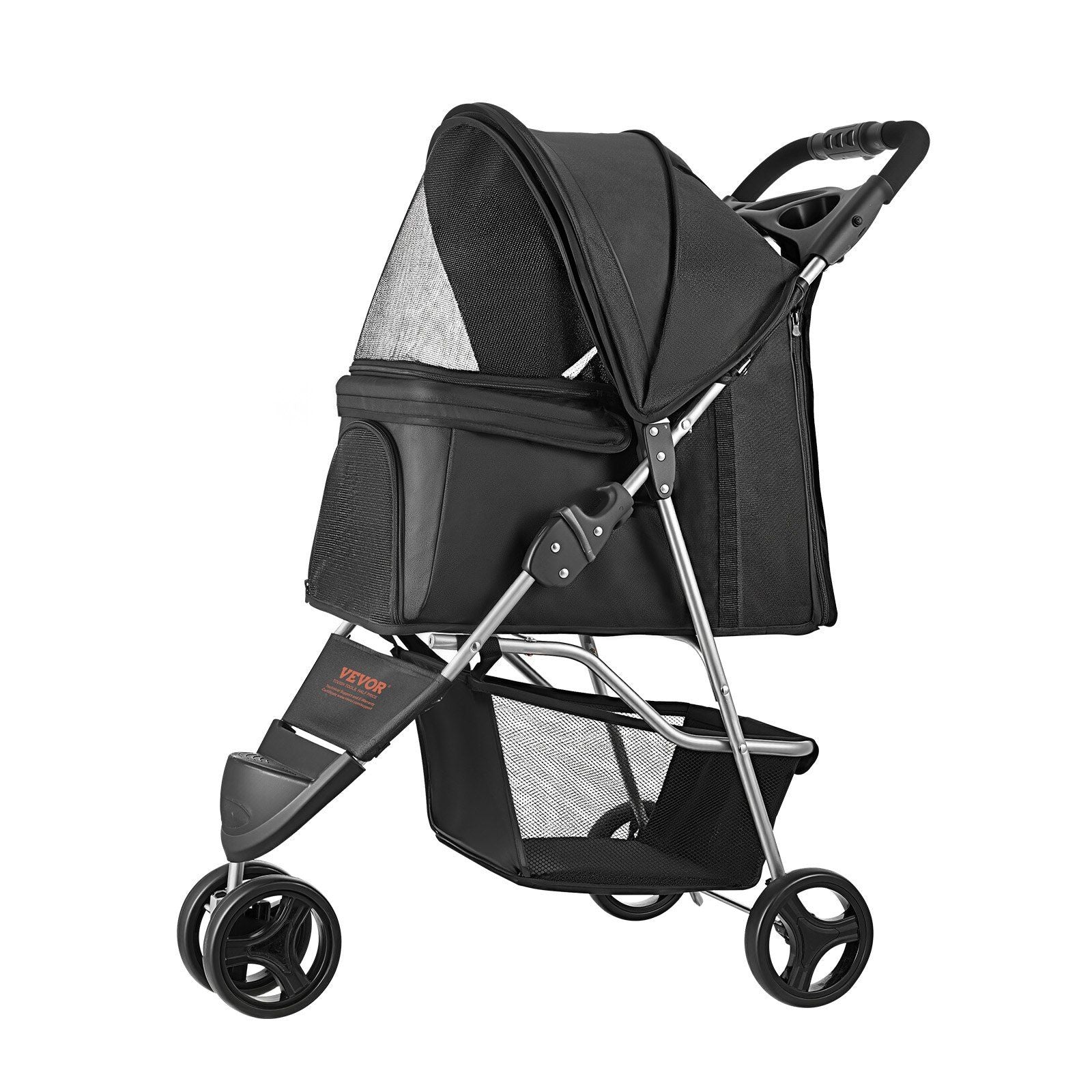 Pet Stroller Foldable 3 Wheels Dog Stroller with Brake up to 35lbs Travel Camp