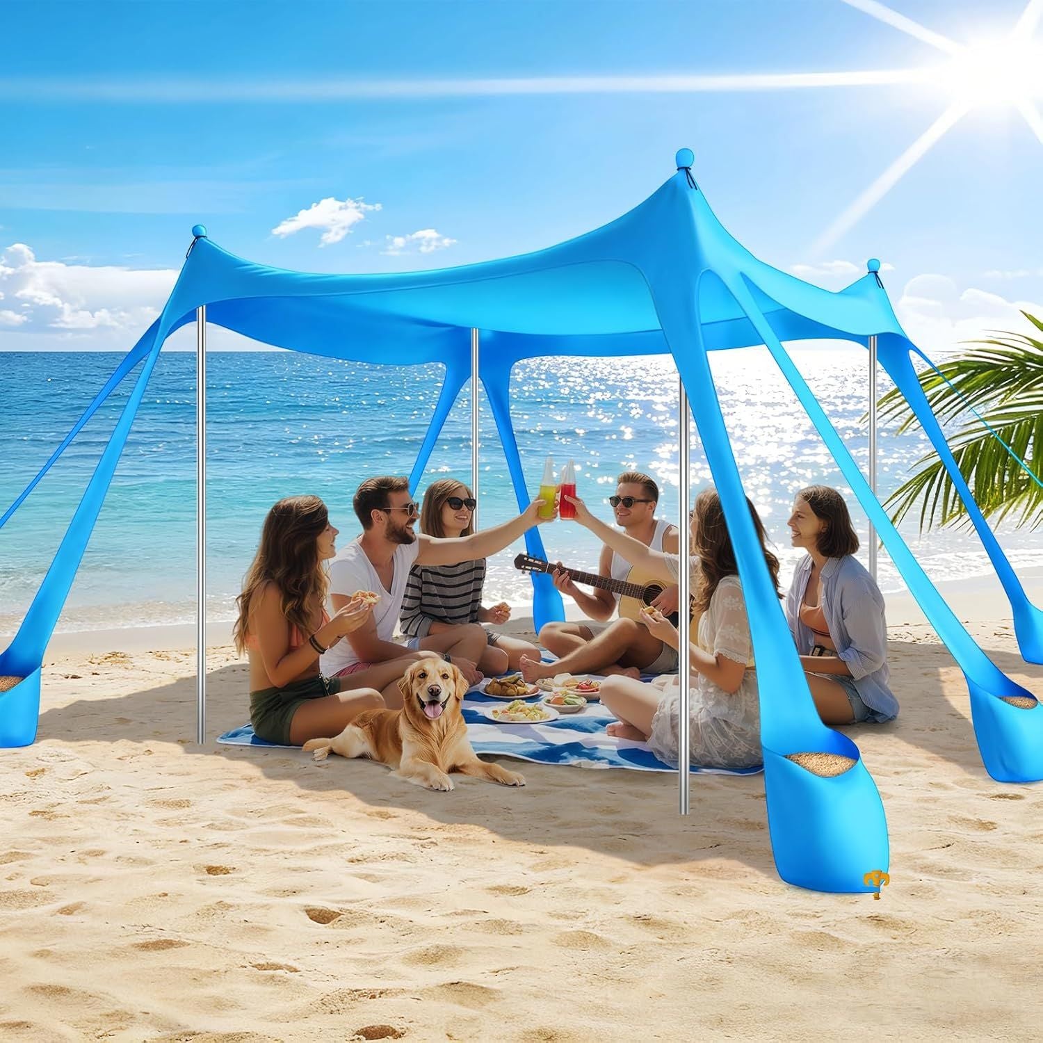 Let's go to the Beach - Portable Beach Tent Sun Shelter UPF 50+, Perfect 10x10 FT Pop-Up Canopy for Outdoor Fun