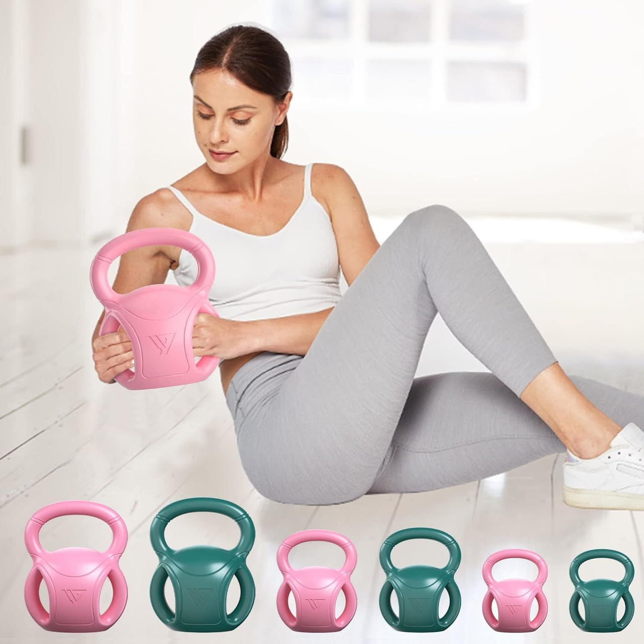 3 Handle Kettlebells Weight - Weight for Women Options 5, 10, 15 and 20 LB for Russian Twists AB Exercise, Weightlifting and Core Fitness Exercise Home Gym [Single in Sold]