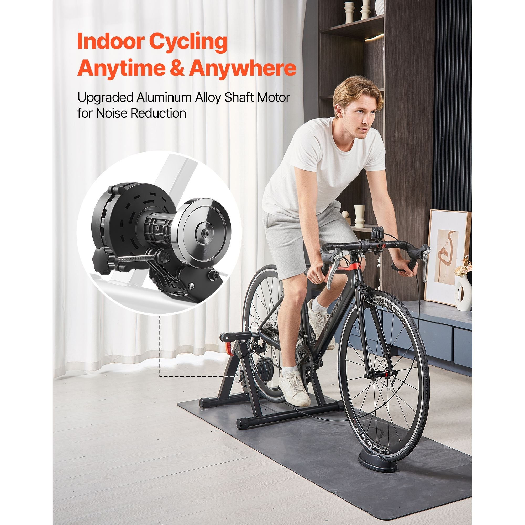 Bike Trainer, 6 Level Resistance, 26-29 in & 700C Wheels, Foldable Magnetic Bicycle Stationary Stand for Indoor Exercise Riding with Quick Release Skewer & Front Wheel Riser Block for Road Bikes
