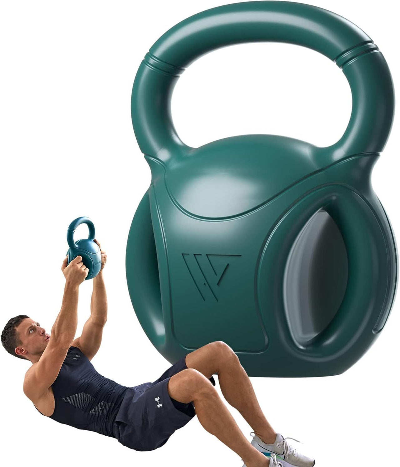 3 Handle Kettlebells Weight - Weight for Women Options 5, 10, 15 and 20 LB for Russian Twists AB Exercise, Weightlifting and Core Fitness Exercise Home Gym [Single in Sold]