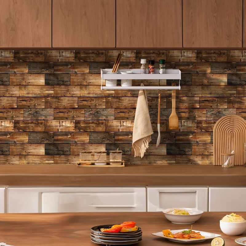 10 PCS 3D Wall Brick Self Adhesive Removable Wallpaper 11.8 x 11.8 Inch Wallpaper Brick Breakaway Wall Decals Vintage Faux Brick Wallpaper Brown for Fireplace Kitchen Backsplash