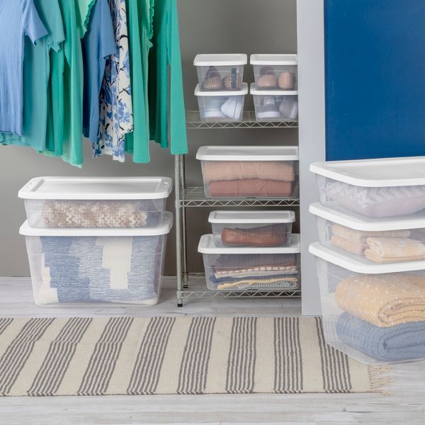16qt Clear Storage Box with Lid White