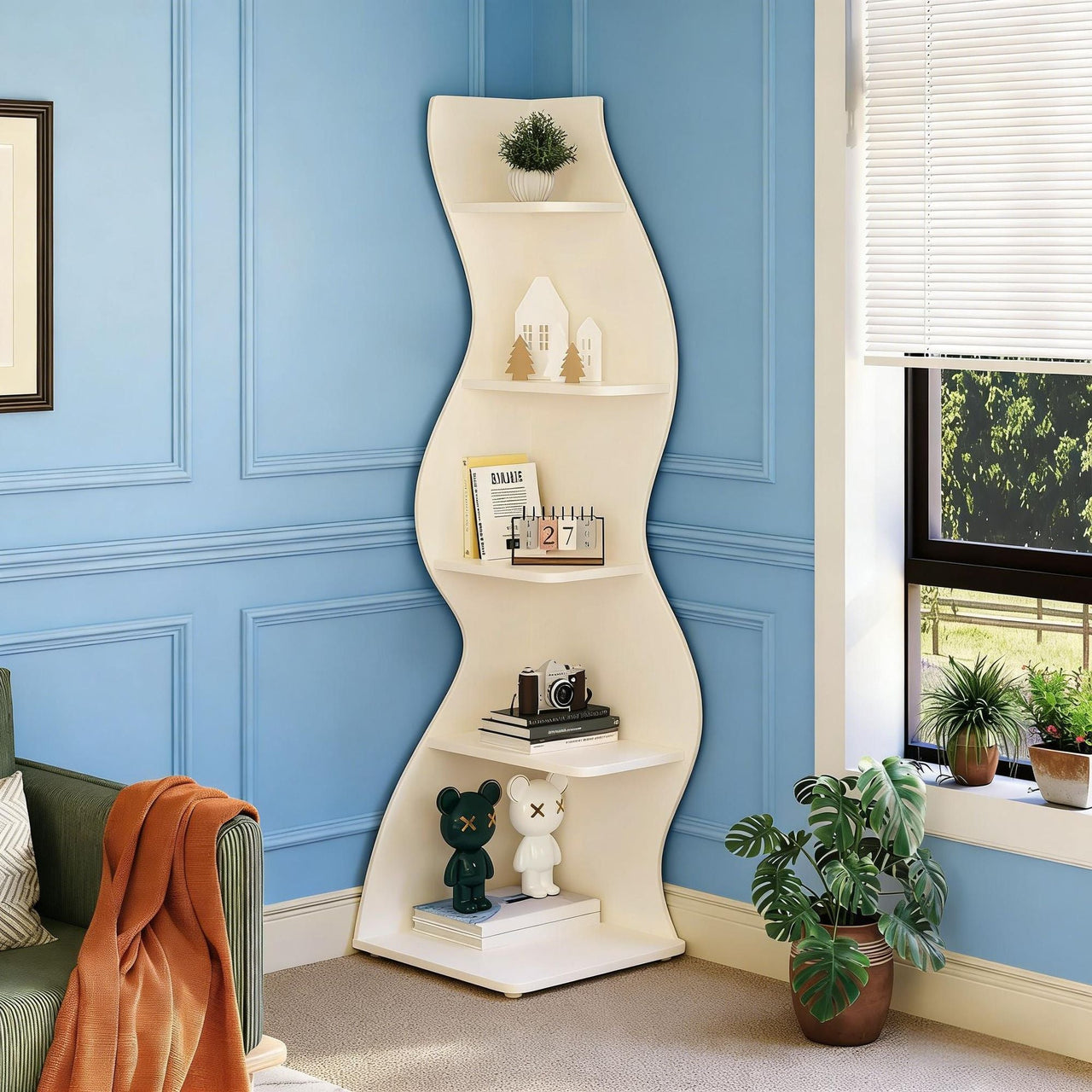 Modern Wall Corner Bookshelf Bookcase
