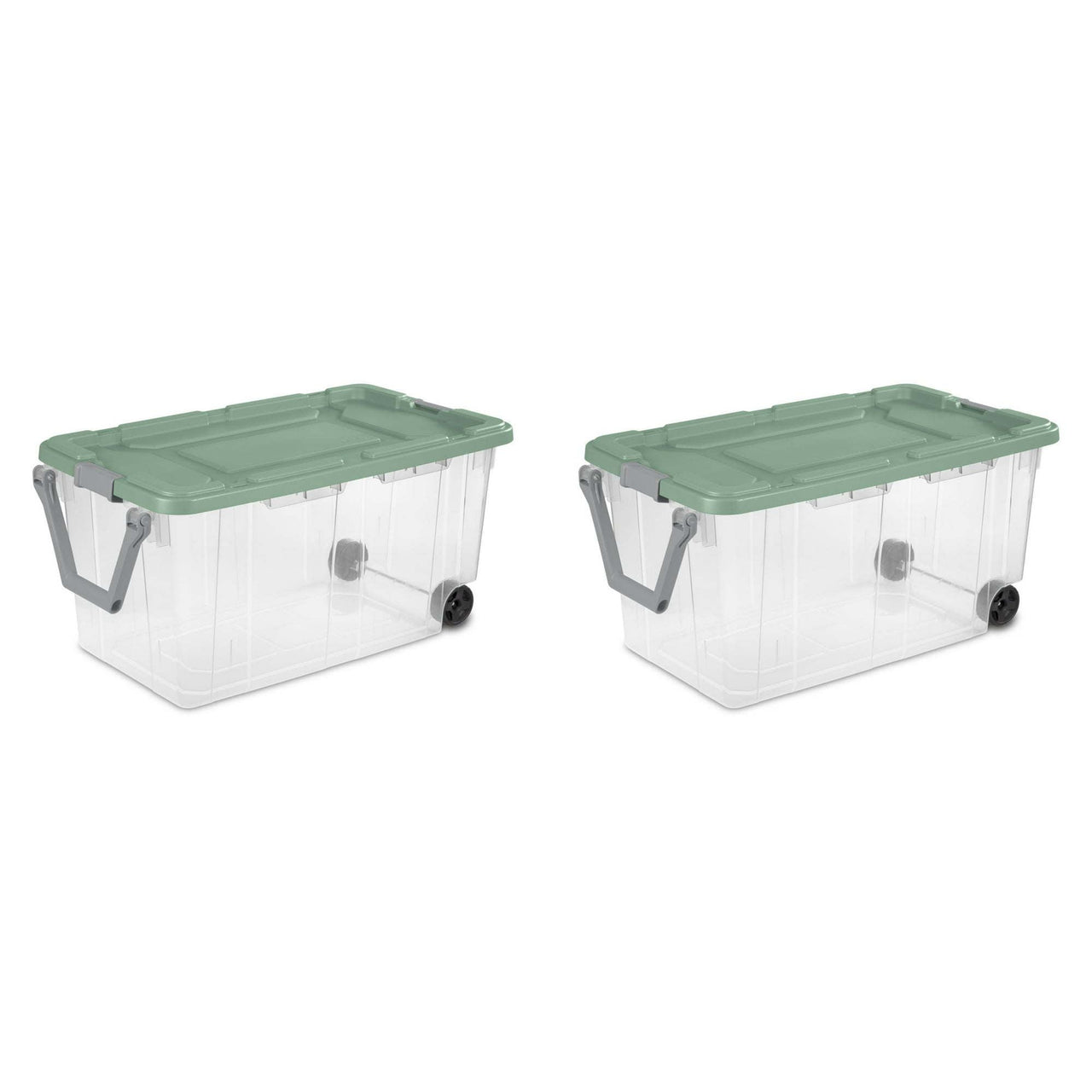 Extra Large Storage Bin, 160 Quart Wheeled Clear Plastic Storage Container with Handle, Gray, Pack of 2