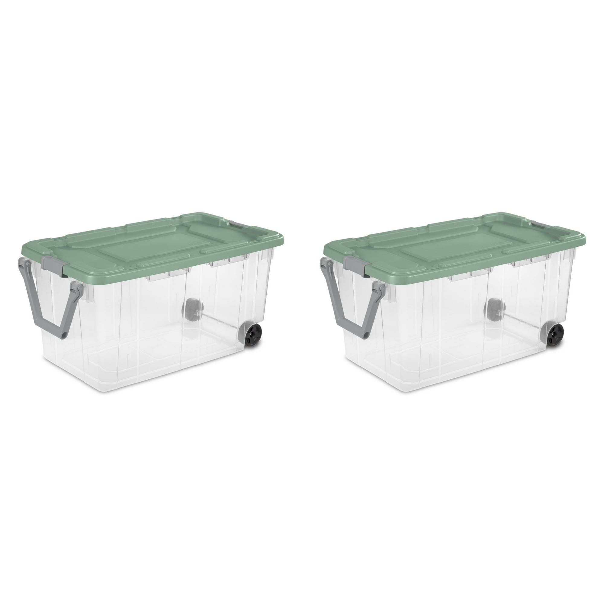 Extra Large Storage Bin, 160 Quart Wheeled Clear Plastic Storage Container with Handle, Gray, Pack of 2