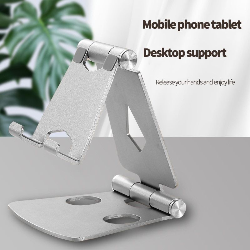 Aluminum Alloy Double Folding Mobile Phone Bracket Portable Mobile Phone Desktop Aluminum Alloy Stand for Live Streaming