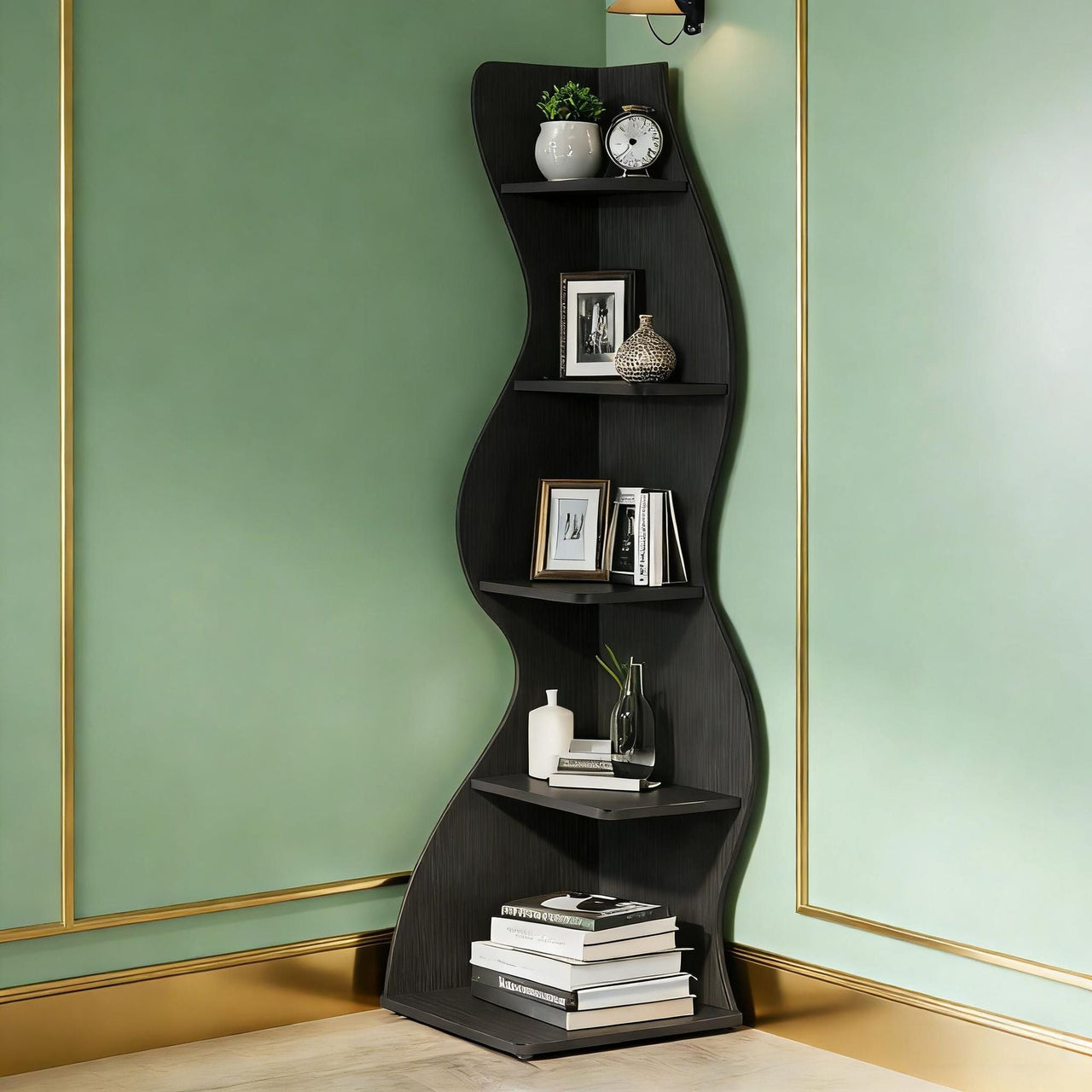 Modern Wall Corner Bookshelf Bookcase