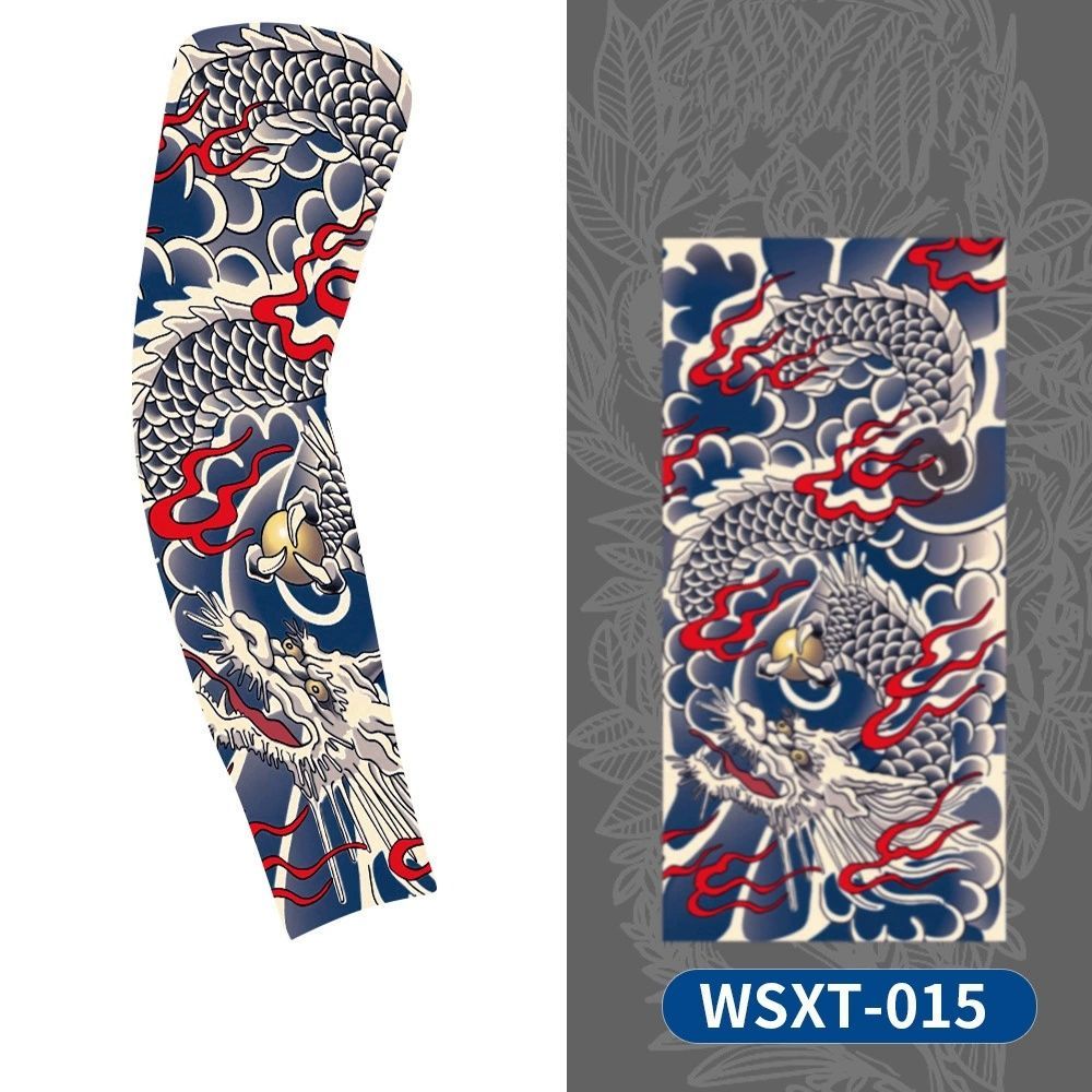 1 Pc Tattoo sleeves for summer outdoor sports, breathable, sweat absorbing, sun shading, seamless koi flower arm tattoo ice sleeves