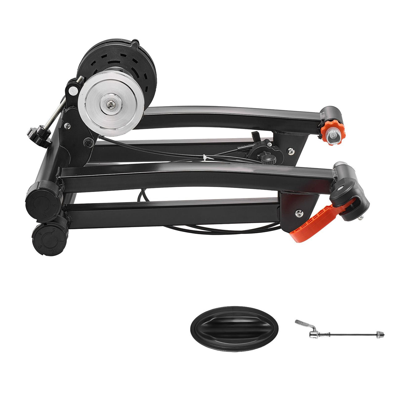 Bike Trainer, 6 Level Resistance, 26-29 in & 700C Wheels, Foldable Magnetic Bicycle Stationary Stand for Indoor Exercise Riding with Quick Release Skewer & Front Wheel Riser Block for Road Bikes