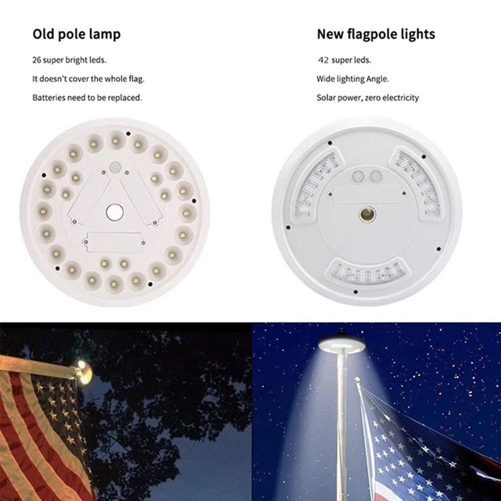 42 LED Solar Flagpole Light Garden Umbrella Light Outdoor Waterproof Landscape Street Flag Pole Lamp For Tent Camping(TK Temu Self Collection)