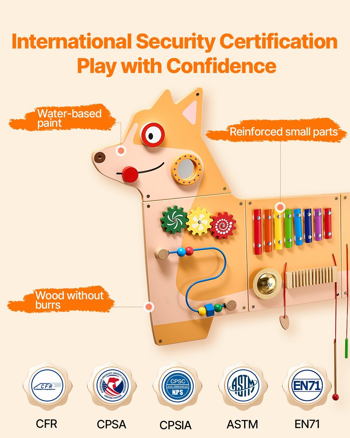 Puppy Activity Wall Busy Board Panels, 12 Activities, Montessori Sensory Wall Toy for Kids 3-12 Years, Montessori Learning Activity Center, Ideal for Toddler Playroom Nursery Classroom