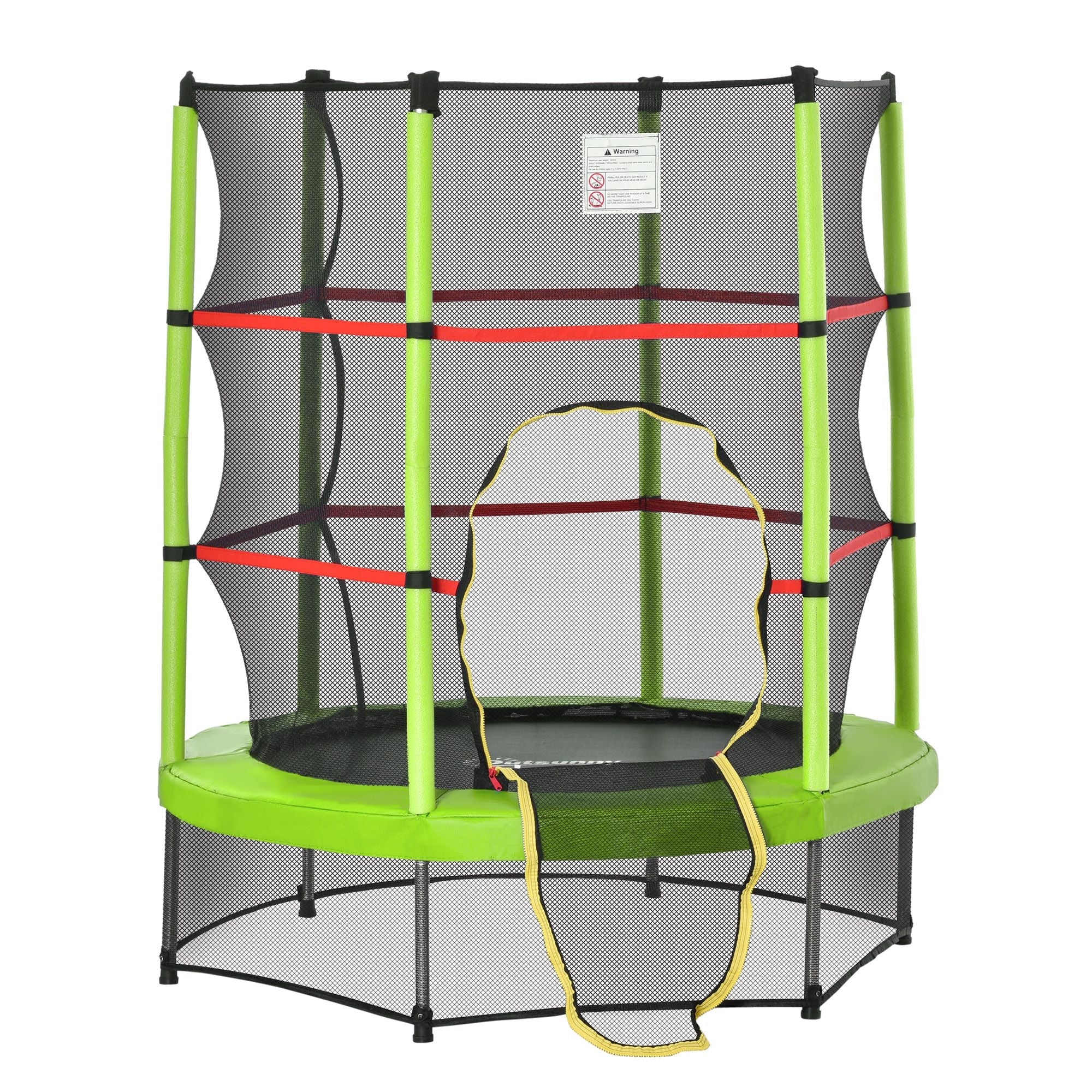 4.5FT Green Kids Trampoline with Safety Enclosure Net, Springless Design, for Ages 3 to 6