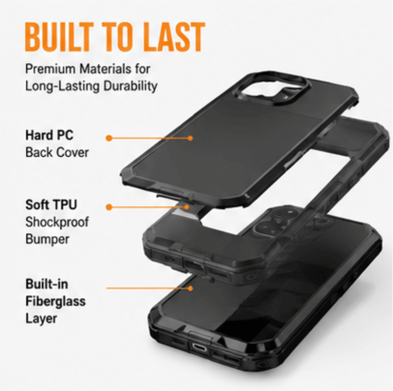Rugged Shockproof Phone Case for iPhone 11/12/13/14/15/16 Plus - Military Grade 10FT Drop Protection Heavy Duty Full-Body Protective Cover with Raised Screen & Camera Edges, Anti-Slip Grip