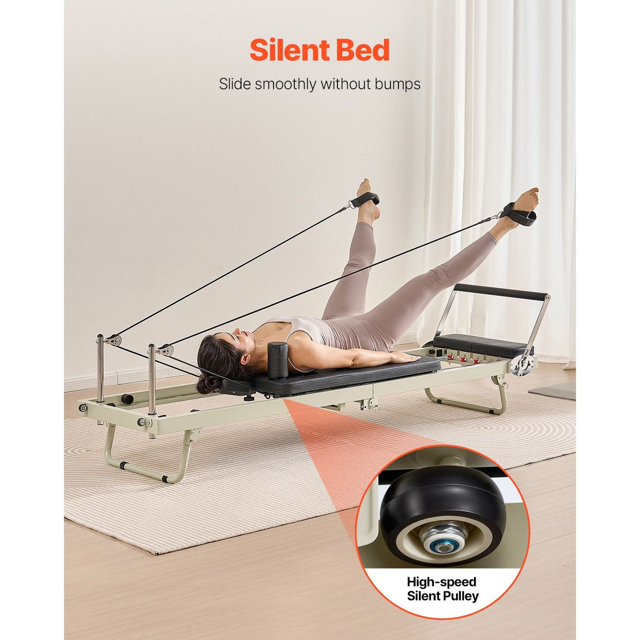 Foldable Pilates Reformer, Pilates Workout Machine for Home Gym Studio Use, Pilates Bed with Dual Resistance- Spring & Cord, Reformer Set for Advanced Users and Beginners, Up to 400 LBS