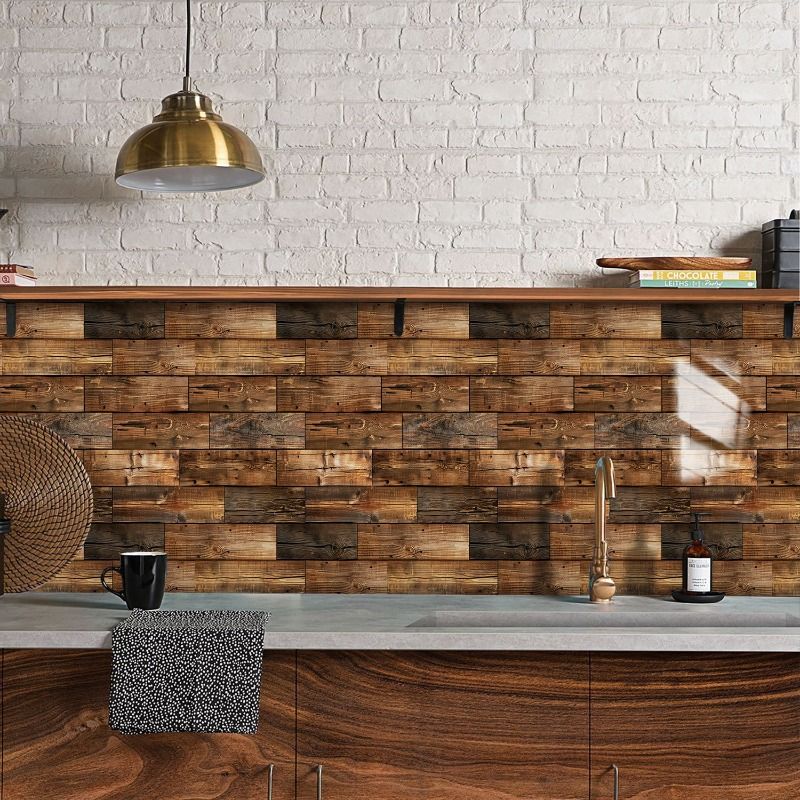 10 PCS 3D Wall Brick Self Adhesive Removable Wallpaper 11.8 x 11.8 Inch Wallpaper Brick Breakaway Wall Decals Vintage Faux Brick Wallpaper Brown for Fireplace Kitchen Backsplash