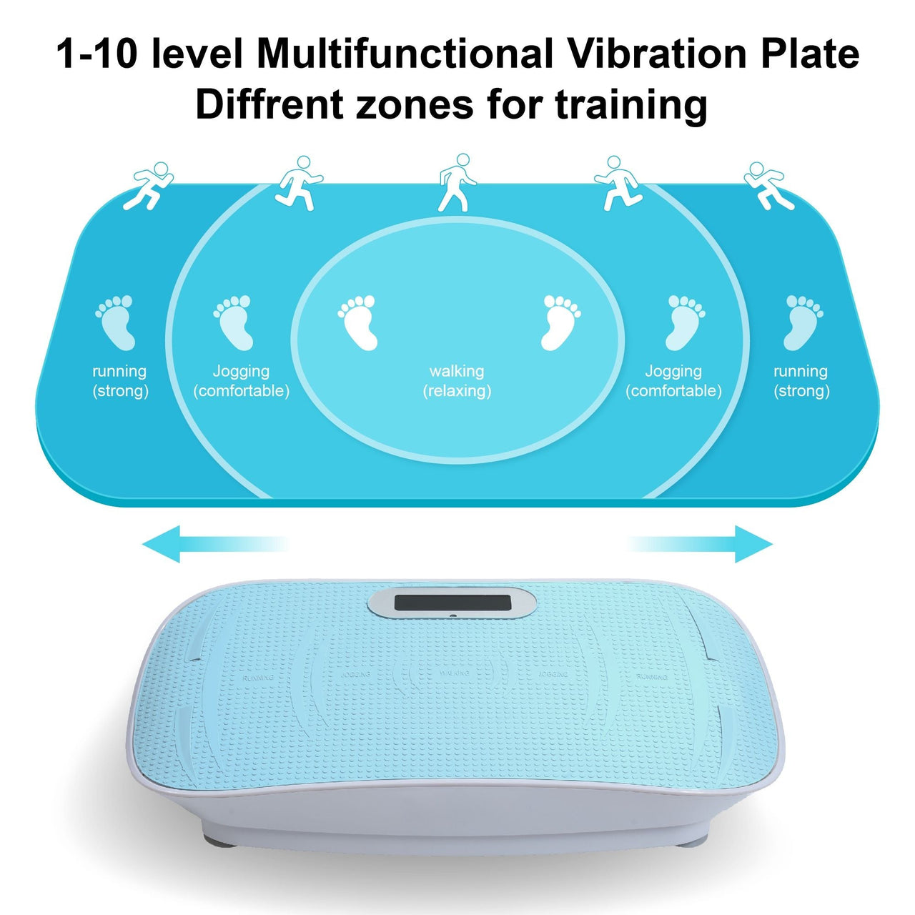Full Body Vibration Platform Crazy Fitness Massage 10-Frequency Weight Loss & Fat Burner Shaking Machine For Unisex Blue