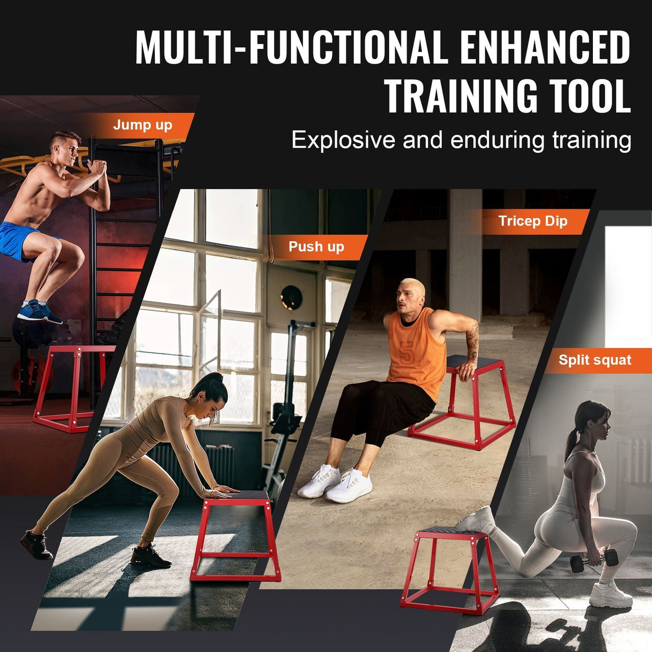 Plyometric Jump Box, 18 Inch Plyo Box, Steel Plyometric Platform and Jumping Agility Box, Anti-Slip Fitness Exercise Step Up Box for Home Gym Training, Conditioning Strength Training, Red
