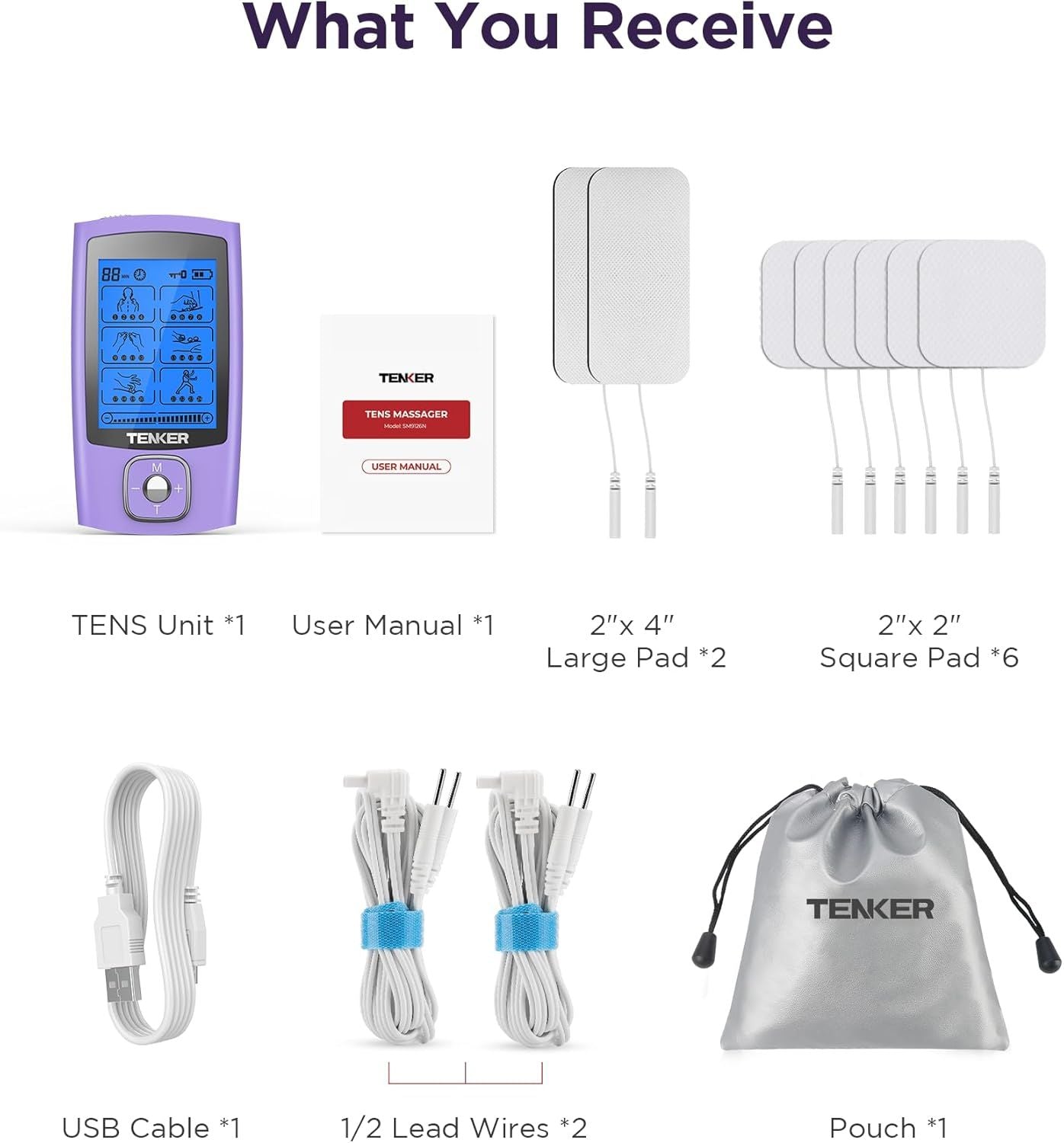TENS Unit Muscle Stimulator, 24 Modes TENS EMS Machine for Pain Relief Therapy/Pain Management, Rechargeable Electronic Pulse Massager with 2