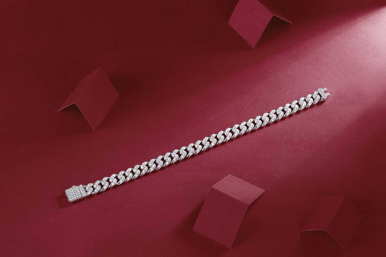 Light of Faith - A fashionable jewelry bracelet and bracelet for men, set with Moissanite S925 sterling silver and Platinum-plated diamond