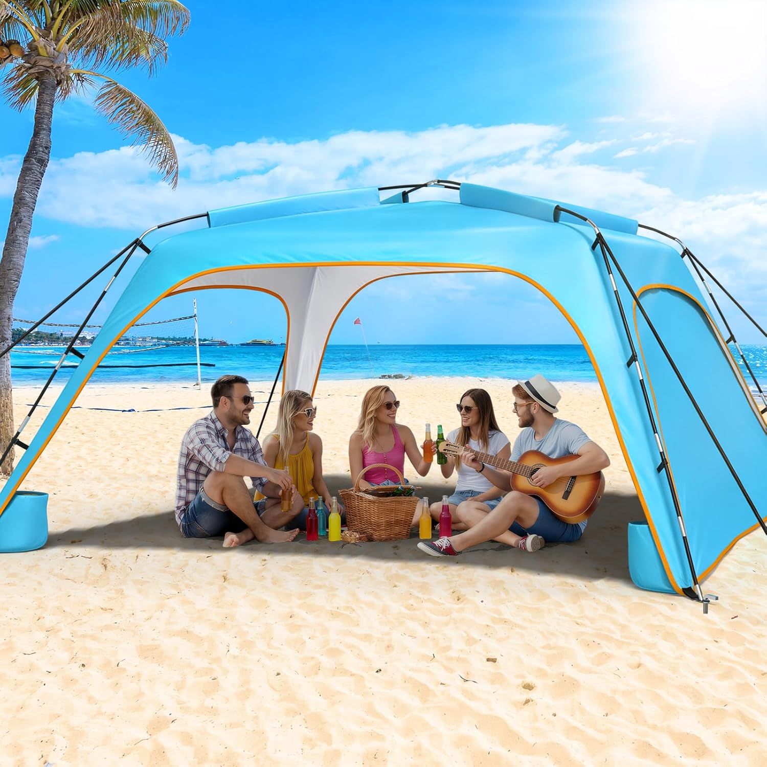 Let's go to the Beach - Portable Beach Tent Sun Shelter UPF 50+, Perfect 10x10 FT Pop-Up Canopy for Outdoor Fun