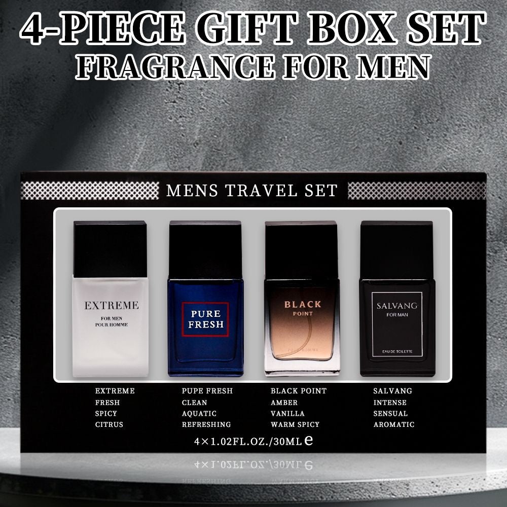 4-Piece Set, Men's Eau De Toilette Spray Gift Box, Long Lasting Fragrance, 4 Different Flavor, Perfect For Holiday Gifts, Dating, Daily Life, Parties, 1.02 Fl Oz/bottle
