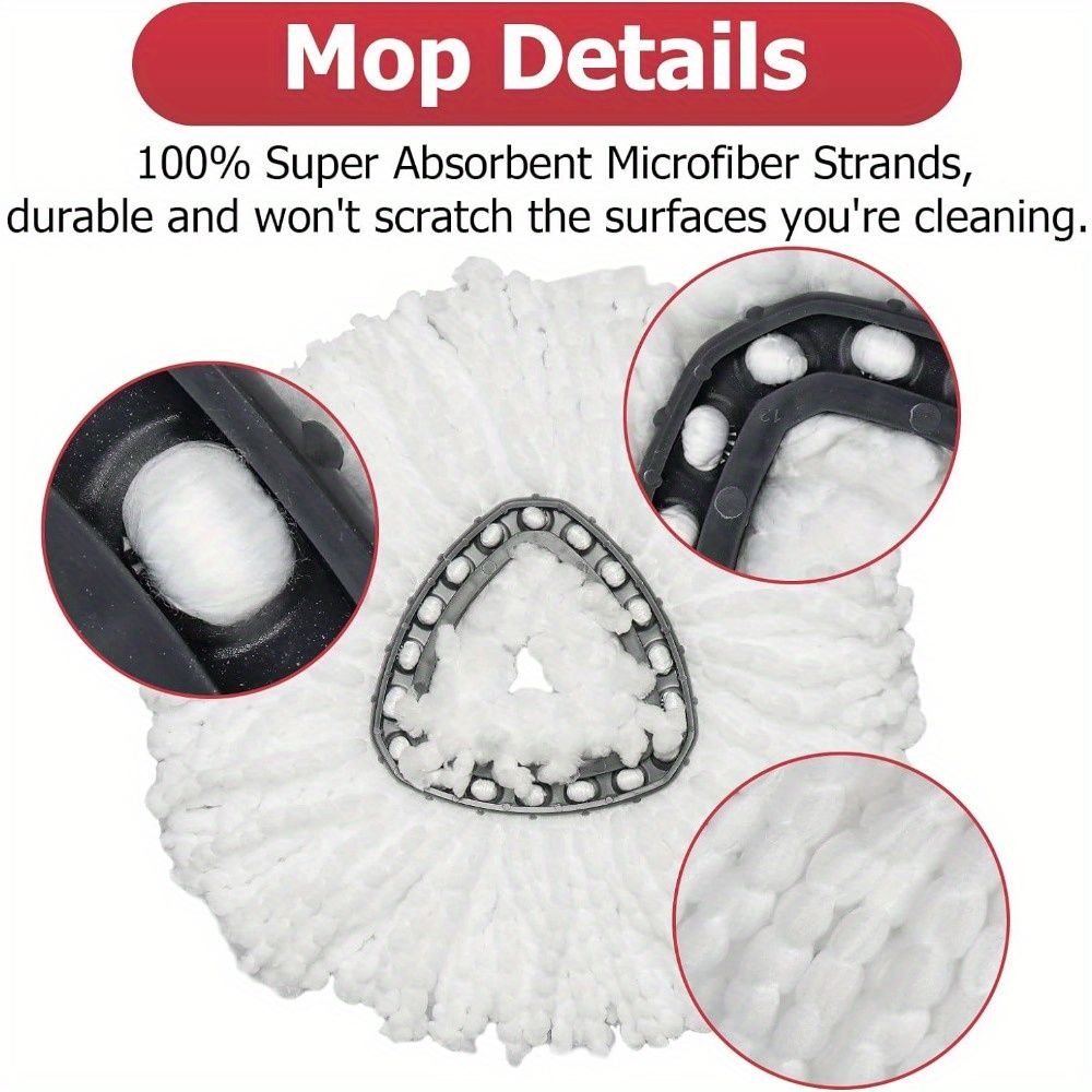 6 Pack O Cedar Spin Mop Replacement Mop HeSpin Mopd, Spin Mop Replacement Microfiber Mop Head, 360 Degree Easy Wringing Dust Mop Head with One Base and One Handle