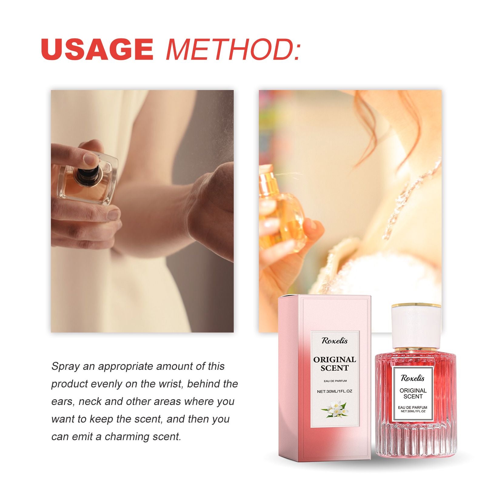 Roxelis Jasmine Pheromone Perfume Wrist, ear and neck natural long-lasting light fragrance delicate elegance exudes feminine charm
