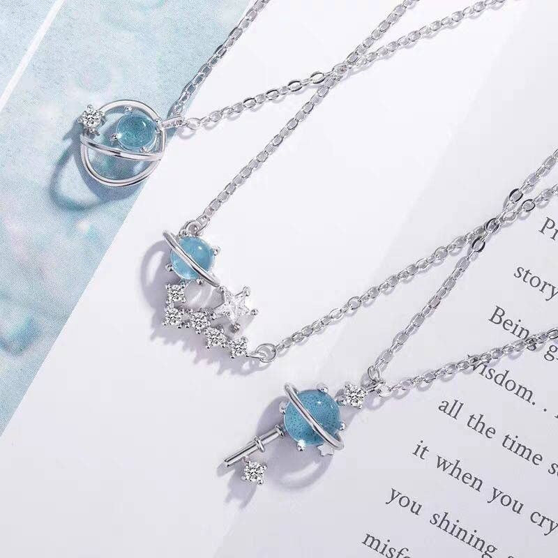 Aurora Fantasy Planet Necklace Female Student Good Friend Korean Version Simple Clavicle Chain Girlfriends A Pair Of Birthday Gifts Female