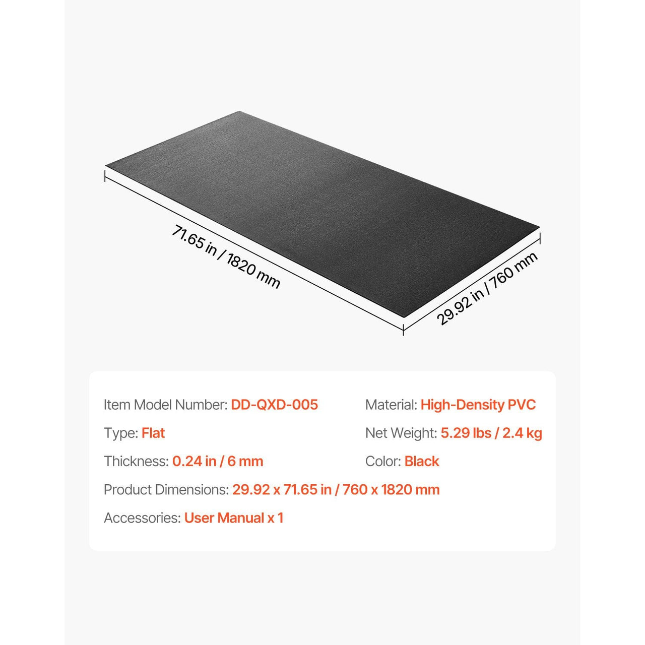 Treadmill Mat for Carpet Floor, 1/4