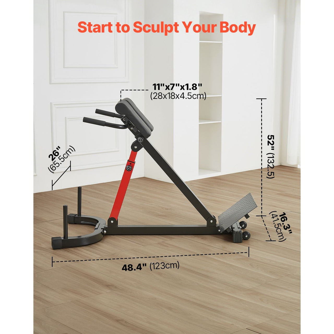 Roman Chair Hyperextension Bench, 350 lbs Adjustable Extension Machine, Multi-Function Exercise Equipment for Glute, Hamstring, Lower Back, and Ab Workout, Fitness Weight Bench for Home Gym