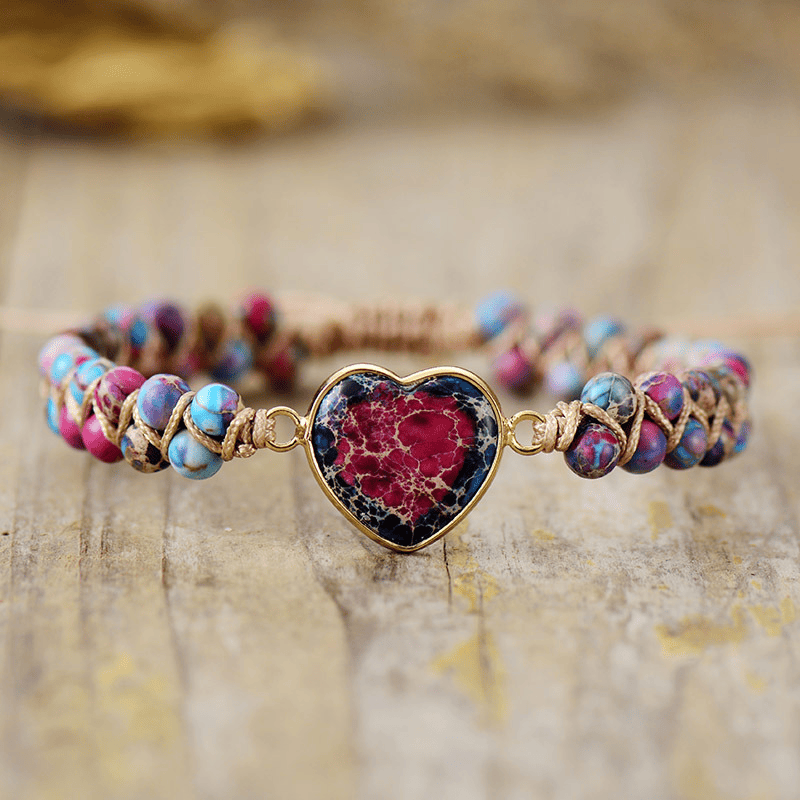 Hot Selling Bracelet Cross-border Goods Source Red Imperial Stone Bracelet Peach Heart Love Hand String Braided Bracelet