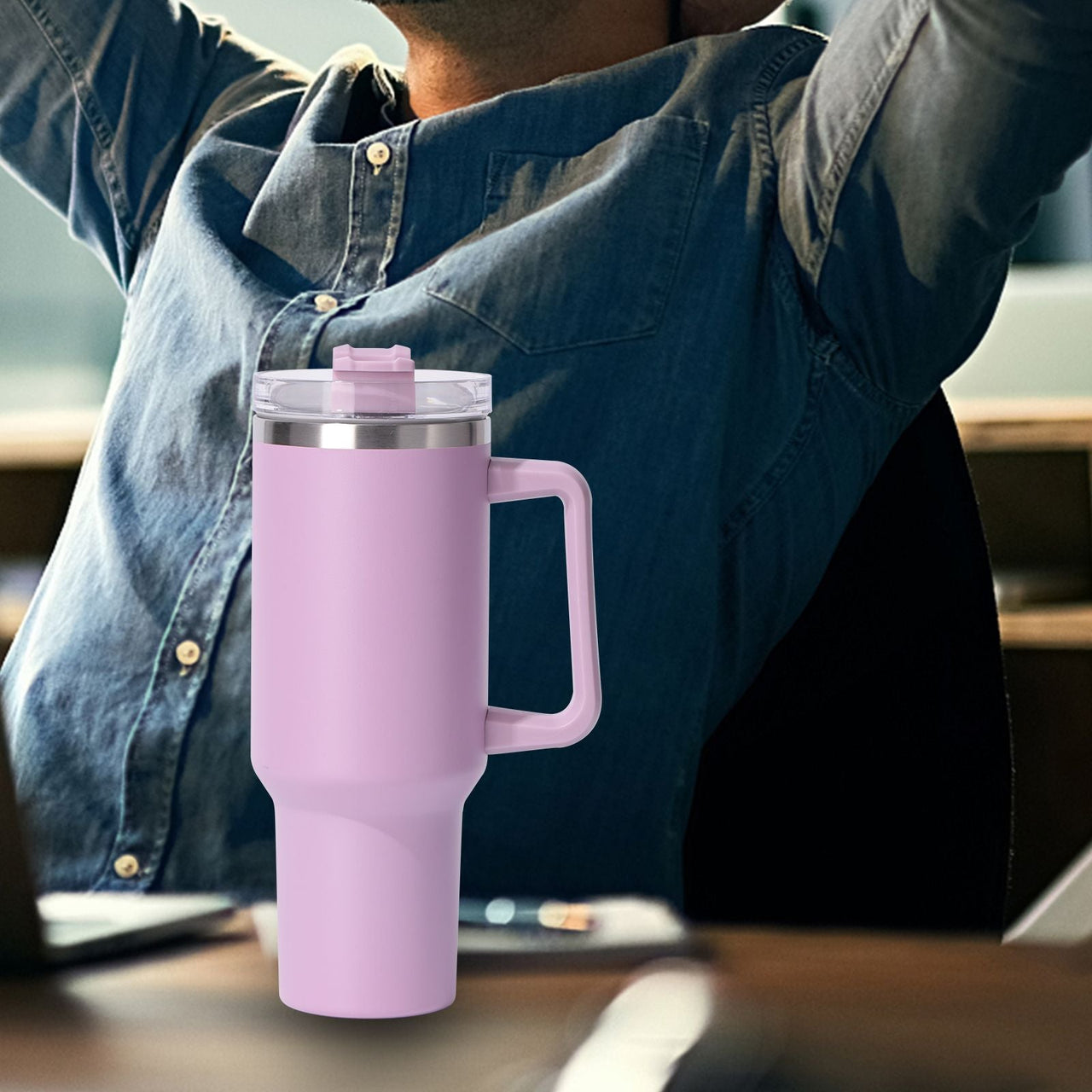 40oz large capacity tumbler, With Handle And Straw Lid, Insulated Reusable Stainless Steel Water Bottles Travel Mug Coffee Cup car cup water cup For Men Women Outdoor Camping Driving,  gift