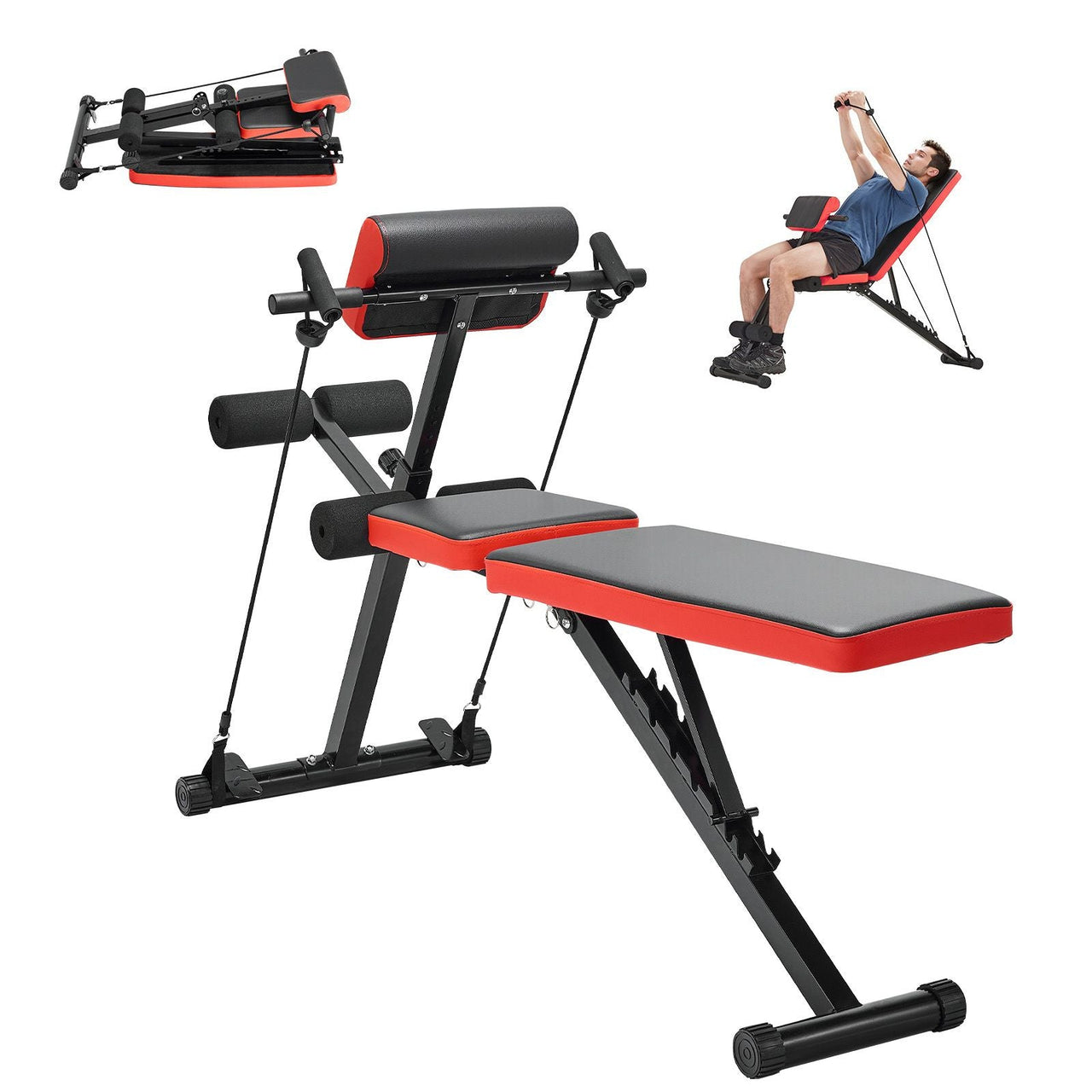 Multi-Functional Weight Bench for Full Body Workout, Roman Chair Hyperextension Bench, 770 lbs Adjustable & Foldable Equipment for Back Arm Core Ab Workout, Sit Up Exercise Machine for Home Gym
