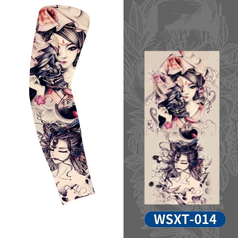 1 Pc Tattoo sleeves for summer outdoor sports, breathable, sweat absorbing, sun shading, seamless koi flower arm tattoo ice sleeves