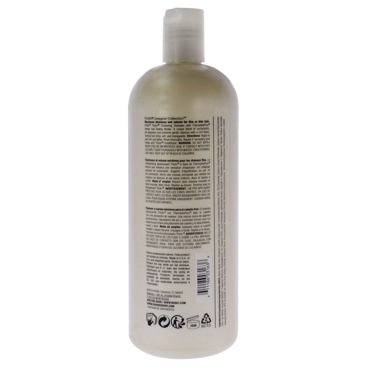Thickr Thickening Shampoo by Rusk for Unisex - 33.8 oz Shampoo